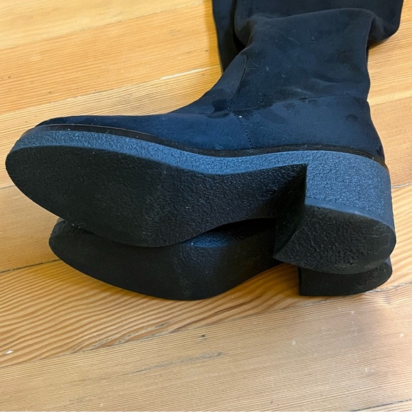 Anthropologie Black Micro Suede Tall Boots - Picture 5 of 9